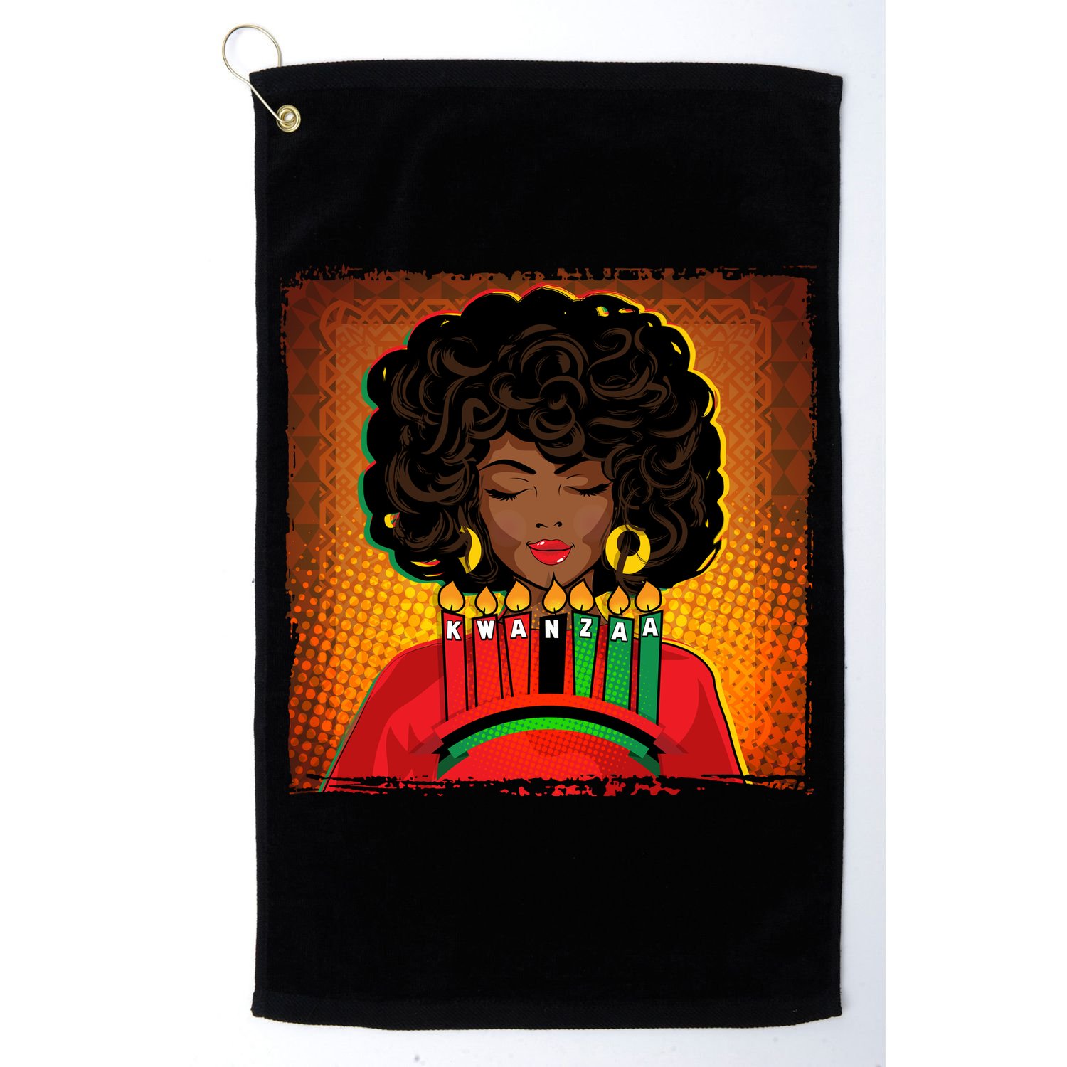 Festive Celebrate Kwanzaa Black African American Woman Golf Towel