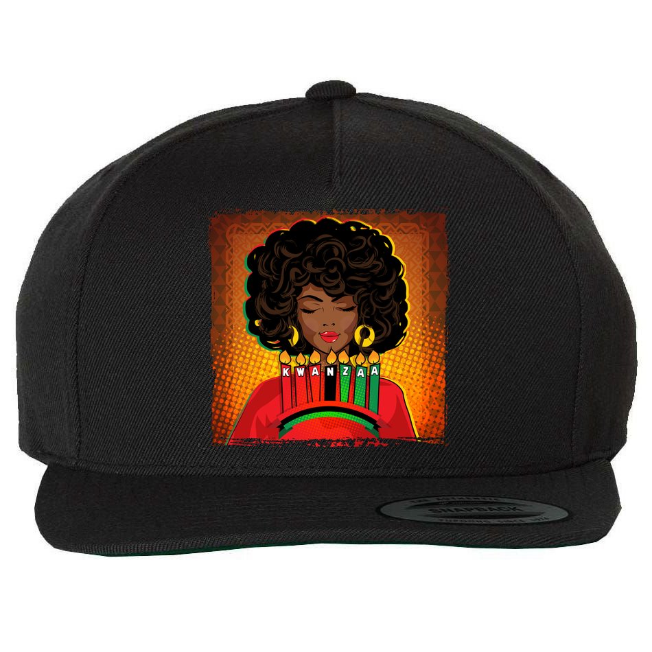 Festive Celebrate Kwanzaa Black African American Woman Wool Snapback Cap