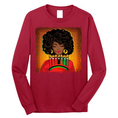 Festive Celebrate Kwanzaa Black African American Woman Long Sleeve Shirt