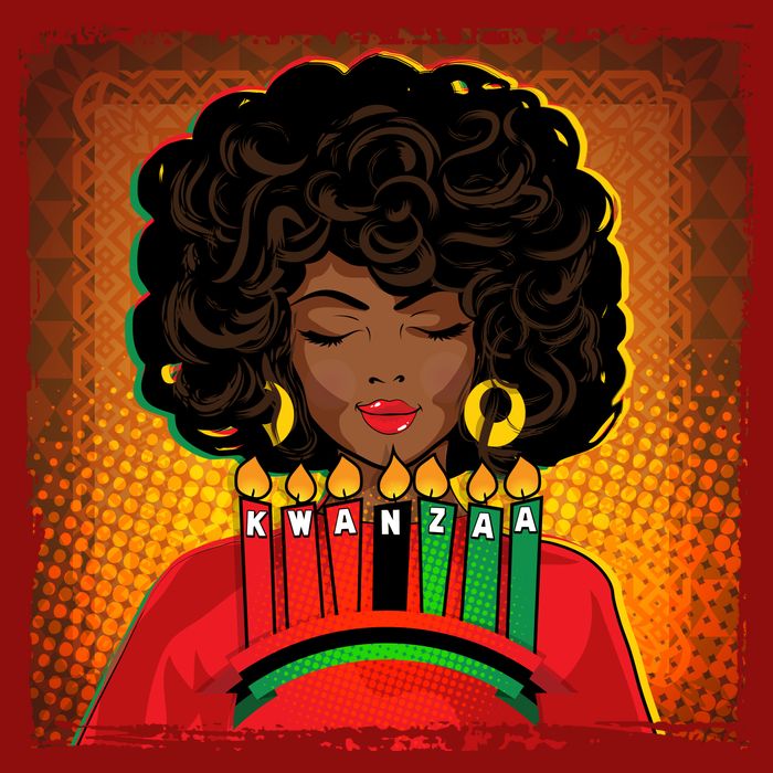 Festive Celebrate Kwanzaa Black African American Woman Long Sleeve Shirt
