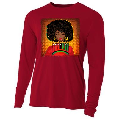 Festive Celebrate Kwanzaa Black African American Woman Cooling Performance Long Sleeve Crew