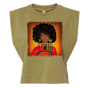 Festive Celebrate Kwanzaa Black African American Woman Garment-Dyed Women's Muscle Tee