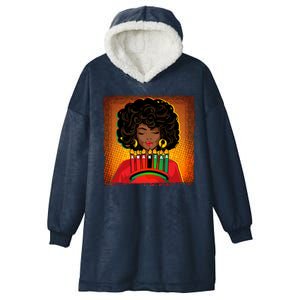 Festive Celebrate Kwanzaa Black African American Woman Hooded Wearable Blanket