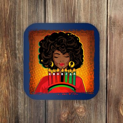 Festive Celebrate Kwanzaa Black African American Woman Coaster