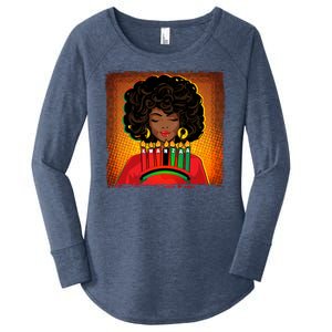 Festive Celebrate Kwanzaa Black African American Woman Women's Perfect Tri Tunic Long Sleeve Shirt