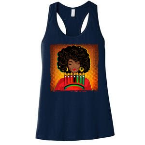 Festive Celebrate Kwanzaa Black African American Woman Women's Racerback Tank