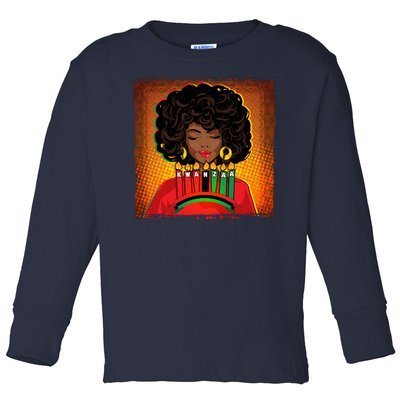 Festive Celebrate Kwanzaa Black African American Woman Toddler Long Sleeve Shirt