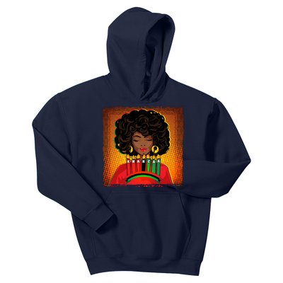 Festive Celebrate Kwanzaa Black African American Woman Kids Hoodie