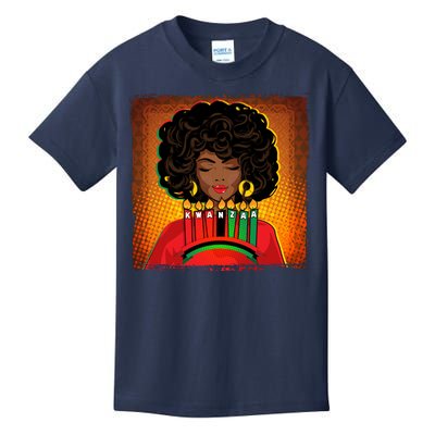 Festive Celebrate Kwanzaa Black African American Woman Kids T-Shirt