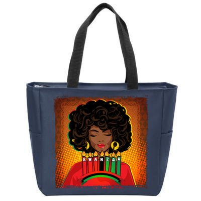 Festive Celebrate Kwanzaa Black African American Woman Zip Tote Bag