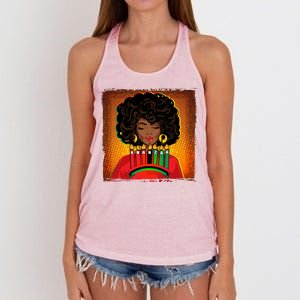 Festive Celebrate Kwanzaa Black African American Woman Women's Knotted Racerback Tank