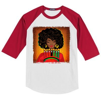 Festive Celebrate Kwanzaa Black African American Woman Kids Colorblock Raglan Jersey