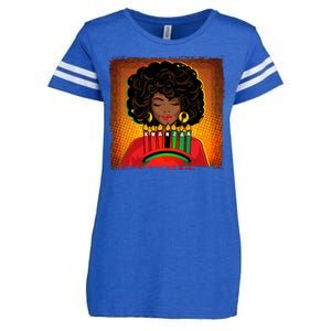 Festive Celebrate Kwanzaa Black African American Woman Enza Ladies Jersey Football T-Shirt