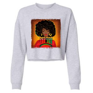 Festive Celebrate Kwanzaa Black African American Woman Cropped Pullover Crew