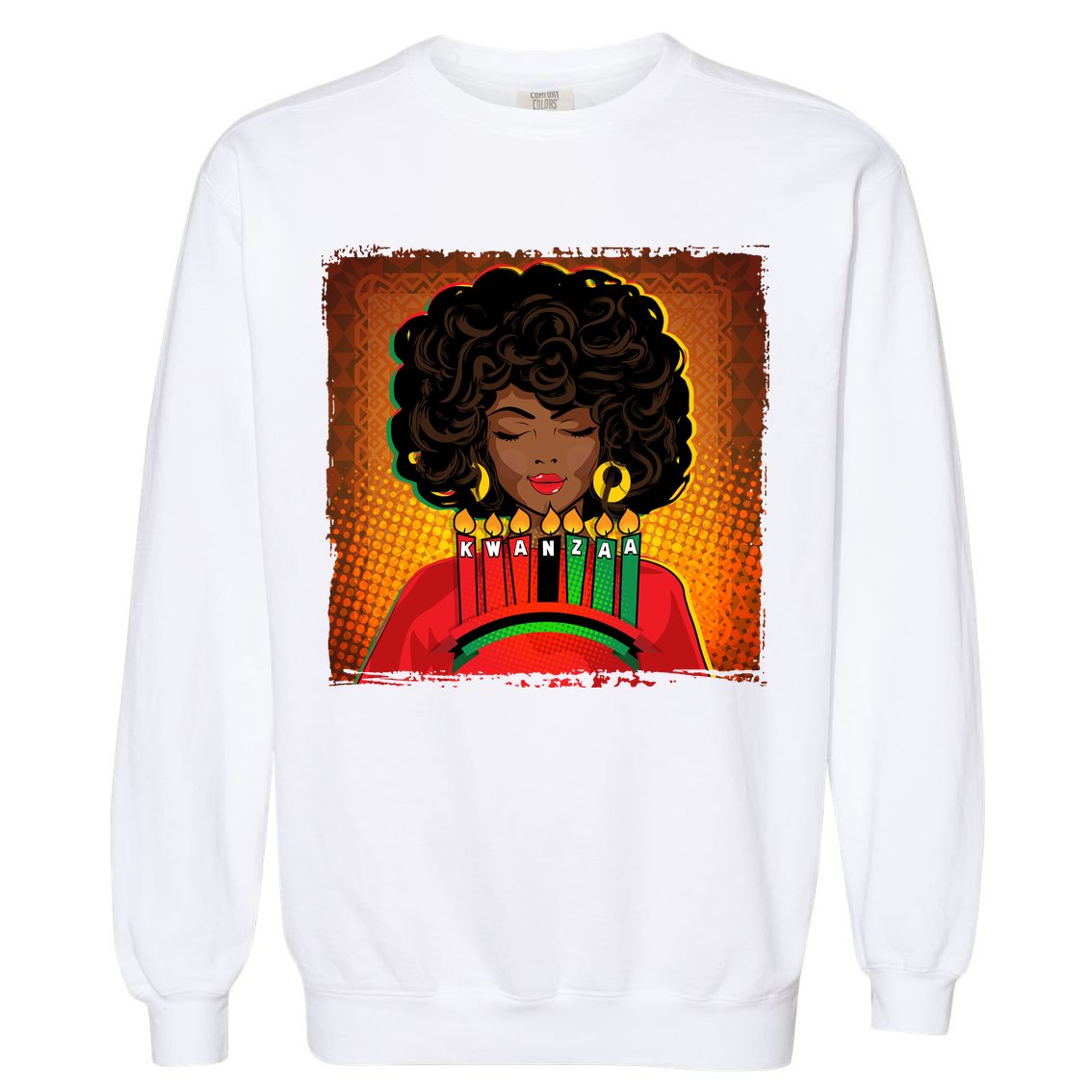 Festive Celebrate Kwanzaa Black African American Woman Garment-Dyed Sweatshirt