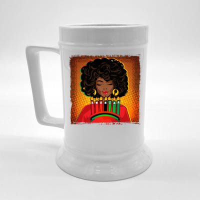 Festive Celebrate Kwanzaa Black African American Woman Beer Stein