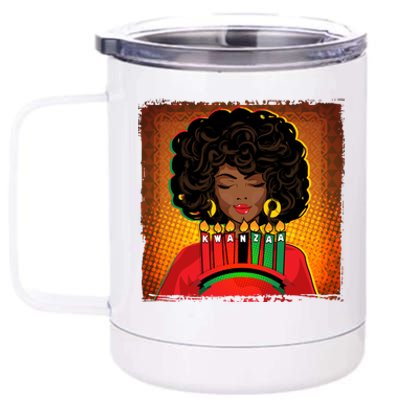 Festive Celebrate Kwanzaa Black African American Woman 12 oz Stainless Steel Tumbler Cup