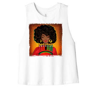 Festive Celebrate Kwanzaa Black African American Woman Women's Racerback Cropped Tank