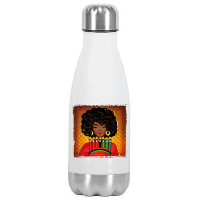 Festive Celebrate Kwanzaa Black African American Woman Stainless Steel Insulated Water Bottle