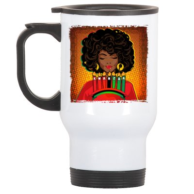 Festive Celebrate Kwanzaa Black African American Woman Stainless Steel Travel Mug