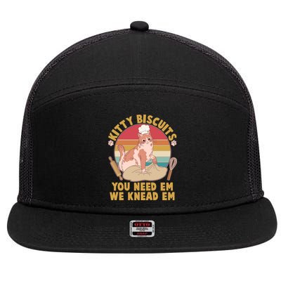 Funny Cute Kitty Biscuits You Need Em We Knead Em 7 Panel Mesh Trucker Snapback Hat