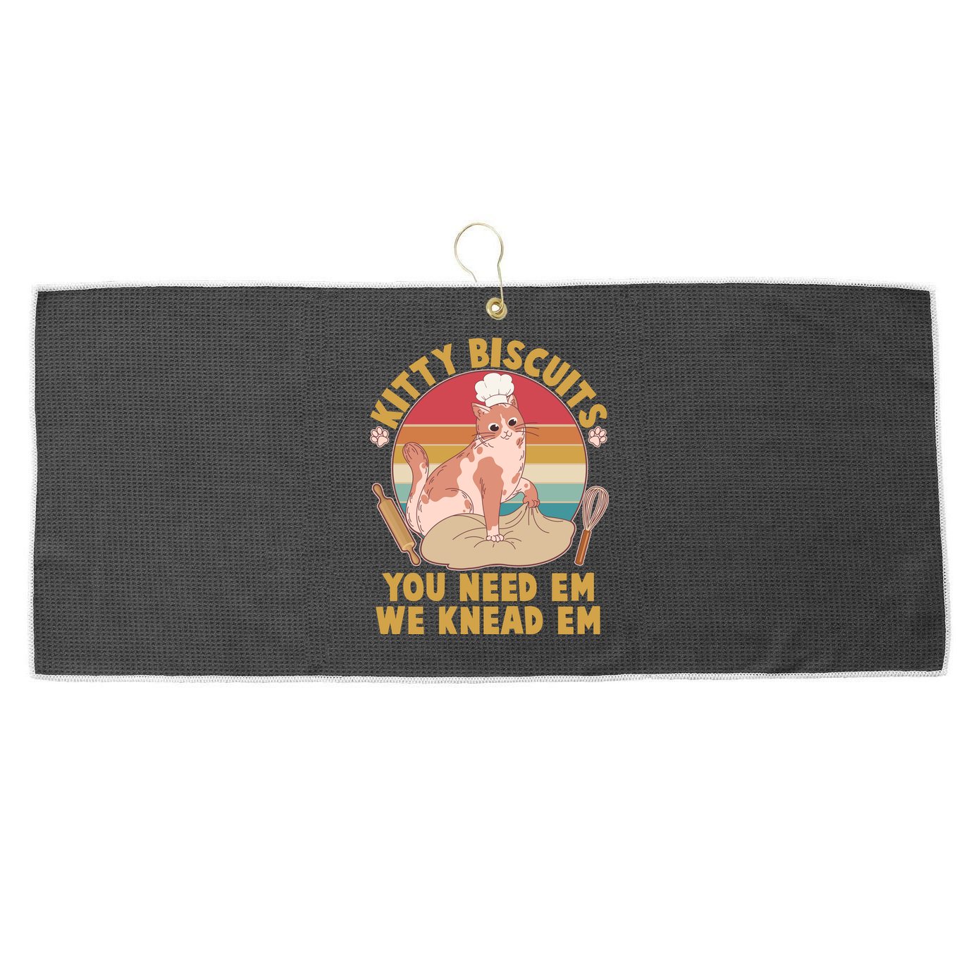Funny Cute Kitty Biscuits You Need Em We Knead Em Large Microfiber Waffle Golf Towel