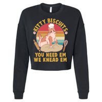 Funny Cute Kitty Biscuits You Need Em We Knead Em Cropped Pullover Crew