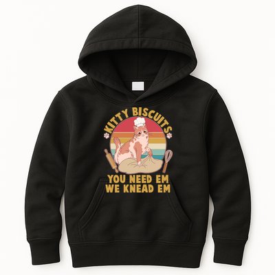 Funny Cute Kitty Biscuits You Need Em We Knead Em Kids Hoodie