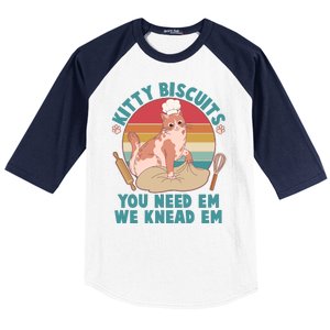 Funny Cute Kitty Biscuits You Need Em We Knead Em Baseball Sleeve Shirt