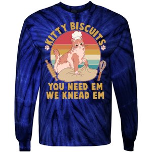 Funny Cute Kitty Biscuits You Need Em We Knead Em Tie-Dye Long Sleeve Shirt