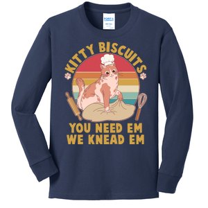 Funny Cute Kitty Biscuits You Need Em We Knead Em Kids Long Sleeve Shirt