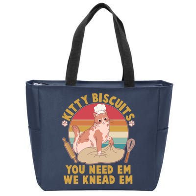 Funny Cute Kitty Biscuits You Need Em We Knead Em Zip Tote Bag