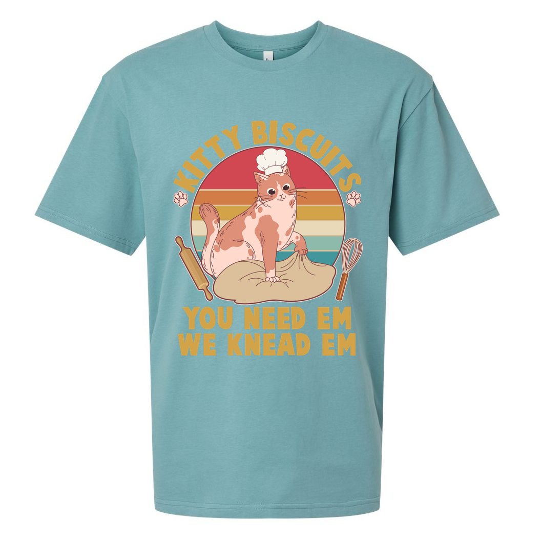 Funny Cute Kitty Biscuits You Need Em We Knead Em Sueded Cloud Jersey T-Shirt