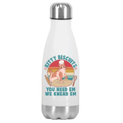 Funny Cute Kitty Biscuits You Need Em We Knead Em Stainless Steel Insulated Water Bottle