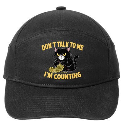 Funny Cat Knits Lover Dont Talk To Me Im Counting Knitting 7-Panel Snapback Hat