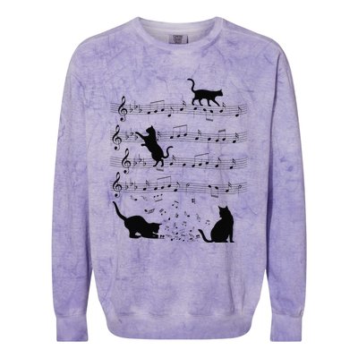 Funny Cat Kitty Playing Music Note Clef Piano Musician Art Colorblast Crewneck Sweatshirt