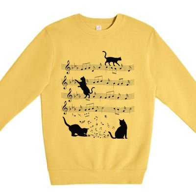 Funny Cat Kitty Playing Music Note Clef Piano Musician Art Premium Crewneck Sweatshirt