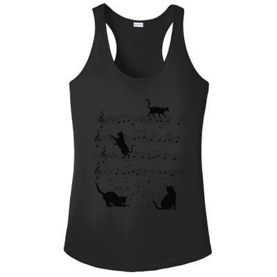 Funny Cat Kitty Playing Music Note Clef Piano Musician Art Ladies PosiCharge Competitor Racerback Tank