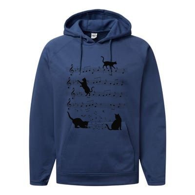 Funny Cat Kitty Playing Music Note Clef Piano Musician Art Performance Fleece Hoodie