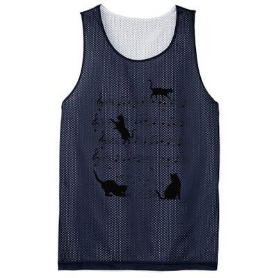 Funny Cat Kitty Playing Music Note Clef Piano Musician Art Mesh Reversible Basketball Jersey Tank