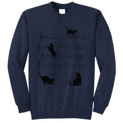 Funny Cat Kitty Playing Music Note Clef Piano Musician Art Tall Sweatshirt