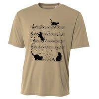 Funny Cat Kitty Playing Music Note Clef Piano Musician Art Cooling Performance Crew T-Shirt