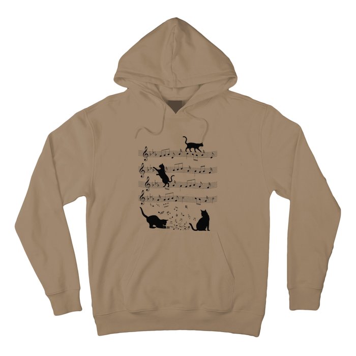 Funny Cat Kitty Playing Music Note Clef Piano Musician Art Hoodie