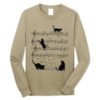 Funny Cat Kitty Playing Music Note Clef Piano Musician Art Long Sleeve Shirt