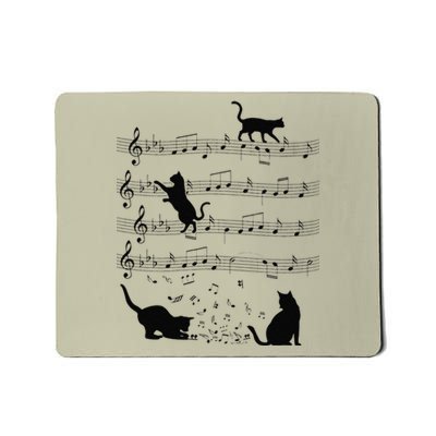 Funny Cat Kitty Playing Music Note Clef Piano Musician Art Mousepad