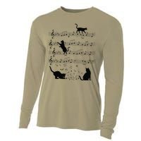 Funny Cat Kitty Playing Music Note Clef Piano Musician Art Cooling Performance Long Sleeve Crew