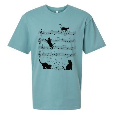 Funny Cat Kitty Playing Music Note Clef Piano Musician Art Sueded Cloud Jersey T-Shirt