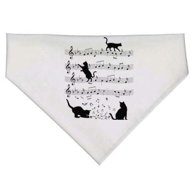 Funny Cat Kitty Playing Music Note Clef Piano Musician Art USA-Made Doggie Bandana