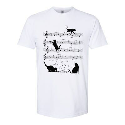 Funny Cat Kitty Playing Music Note Clef Piano Musician Art Softstyle CVC T-Shirt