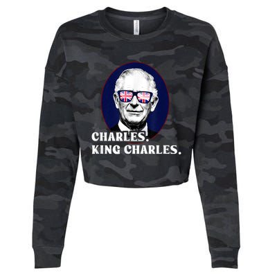 Funny Charles King Charles Of His Majesty & Union Jack Cropped Pullover Crew